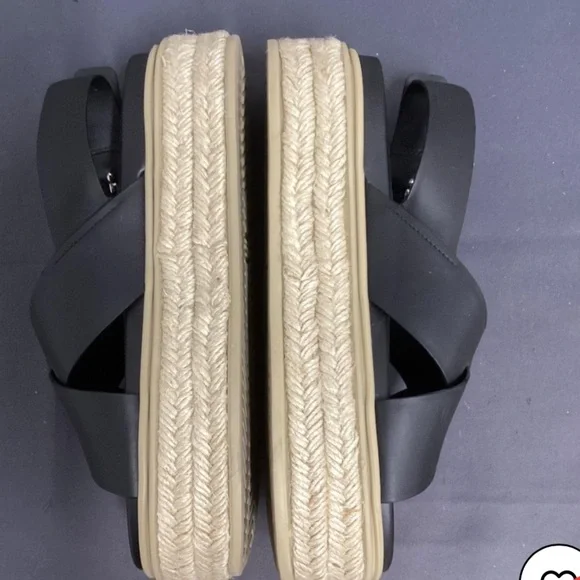 Prada Women's Black Crisscross platform Espadrille Sandals Shoes size 36.5 - Picture 6 of 9